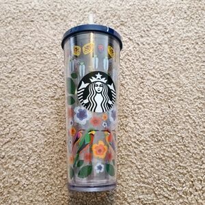Starbucks Clear Spring Butterflies And Flowers Tumbler with Straw